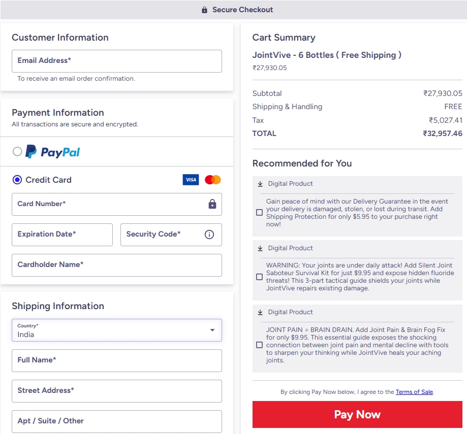 JointVive Order Page